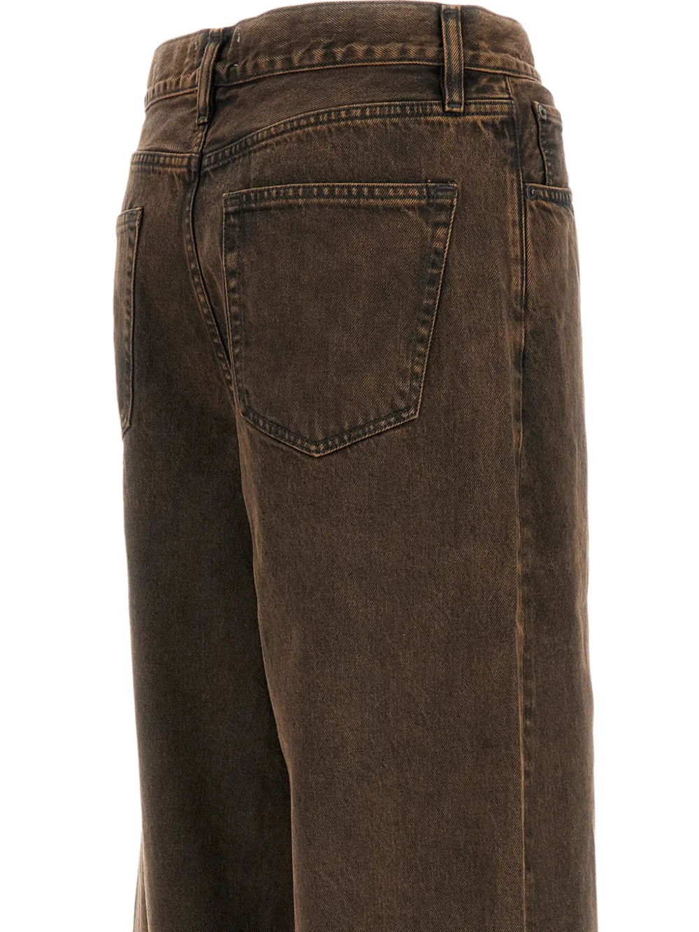 Frame Five-pocket Wide-leg Jeans In Brown