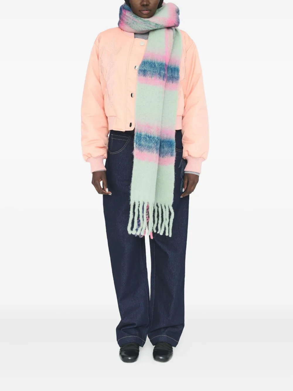 Antik Batik Scarvis Checked Fringed Scarf In Gray
