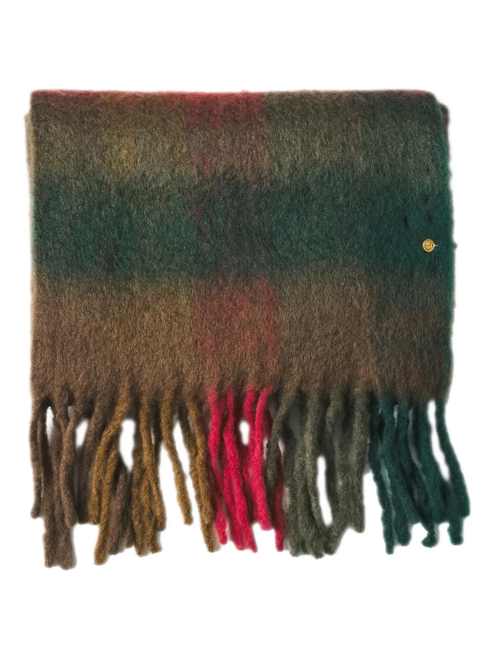 Antik Batik Scarvis Checked Fringed Scarf In Brown