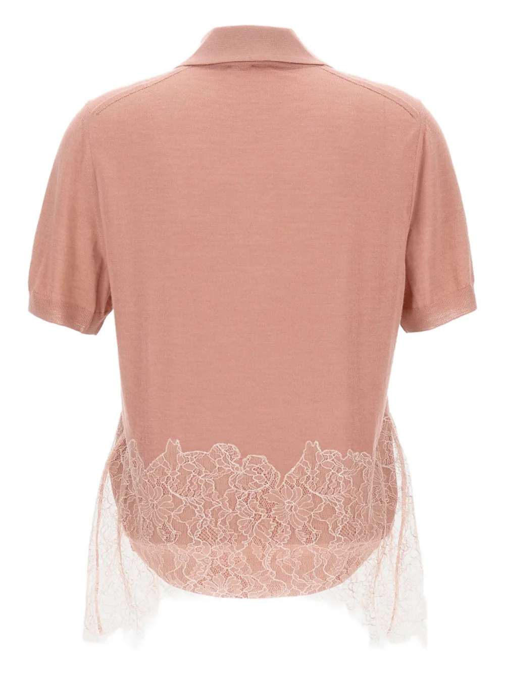 Fendi Lace-insert Polo Top In Pink
