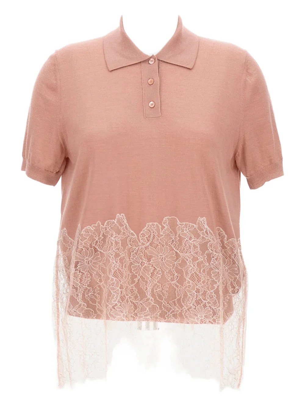 FENDI lace-insert polo top | Pink | Image 1