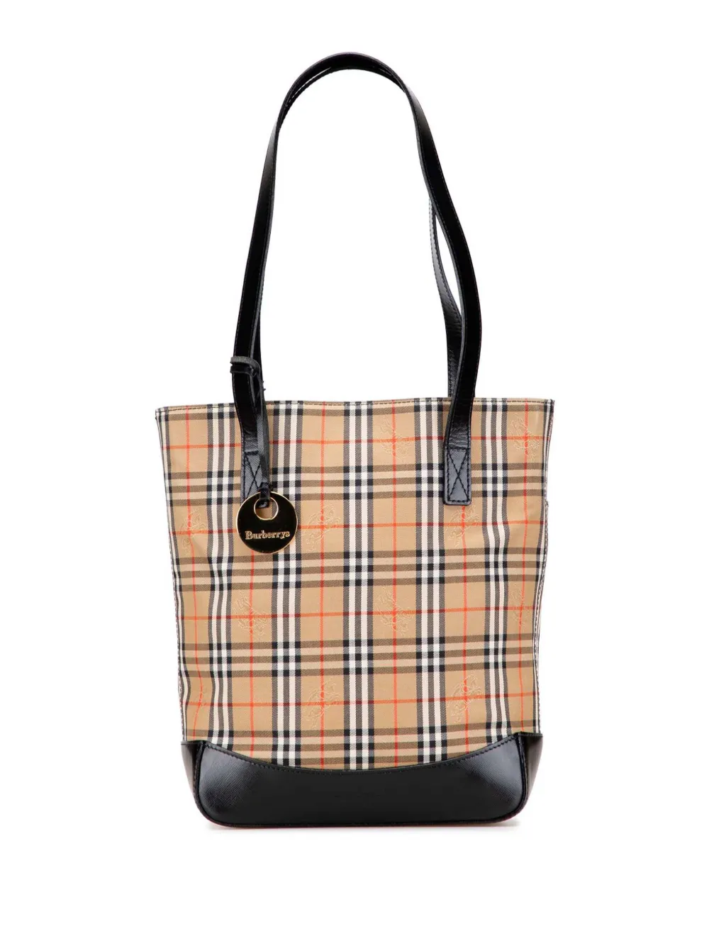 Pre-owned Burberry 20th Century Haymarket Check Canvas Tote Bag In Brown