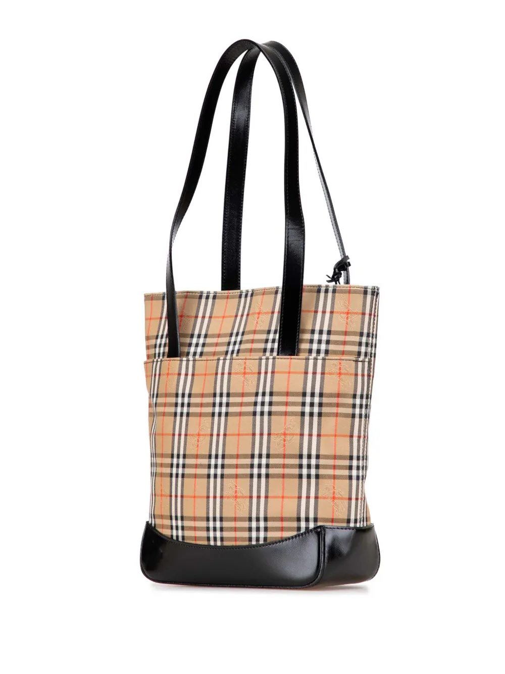 Pre-owned Burberry 20th Century Haymarket Check Canvas Tote Bag In Brown