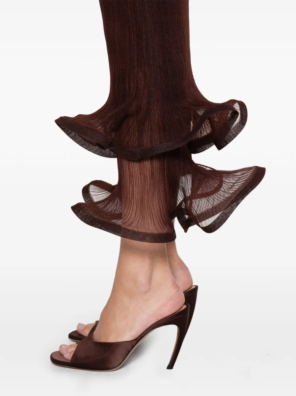 Simkhai Ruffled Midi Skirt In Burgundy