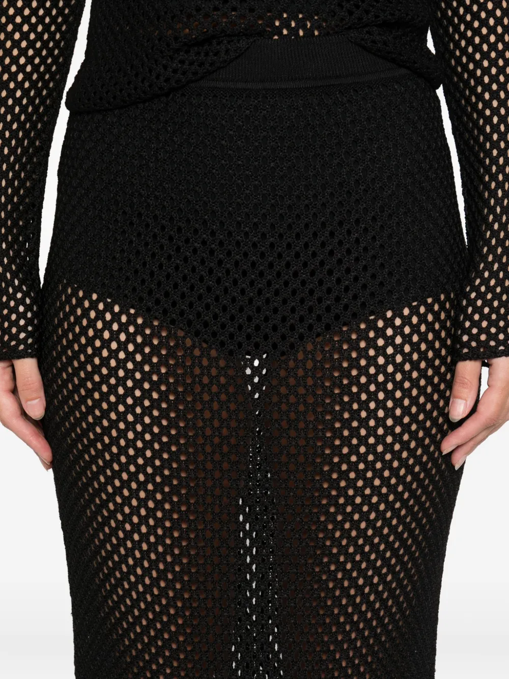 Simkhai Crochet-effect Midi Skirt In Black