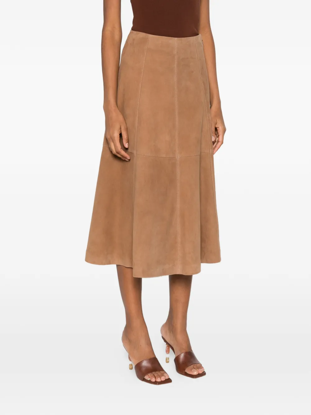  Simkhai Panelling Suede Midi Skirt - Brown 