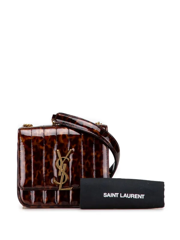Saint Laurent Pre-Owned 2019 Small Patent Monogram Tortoiseshell