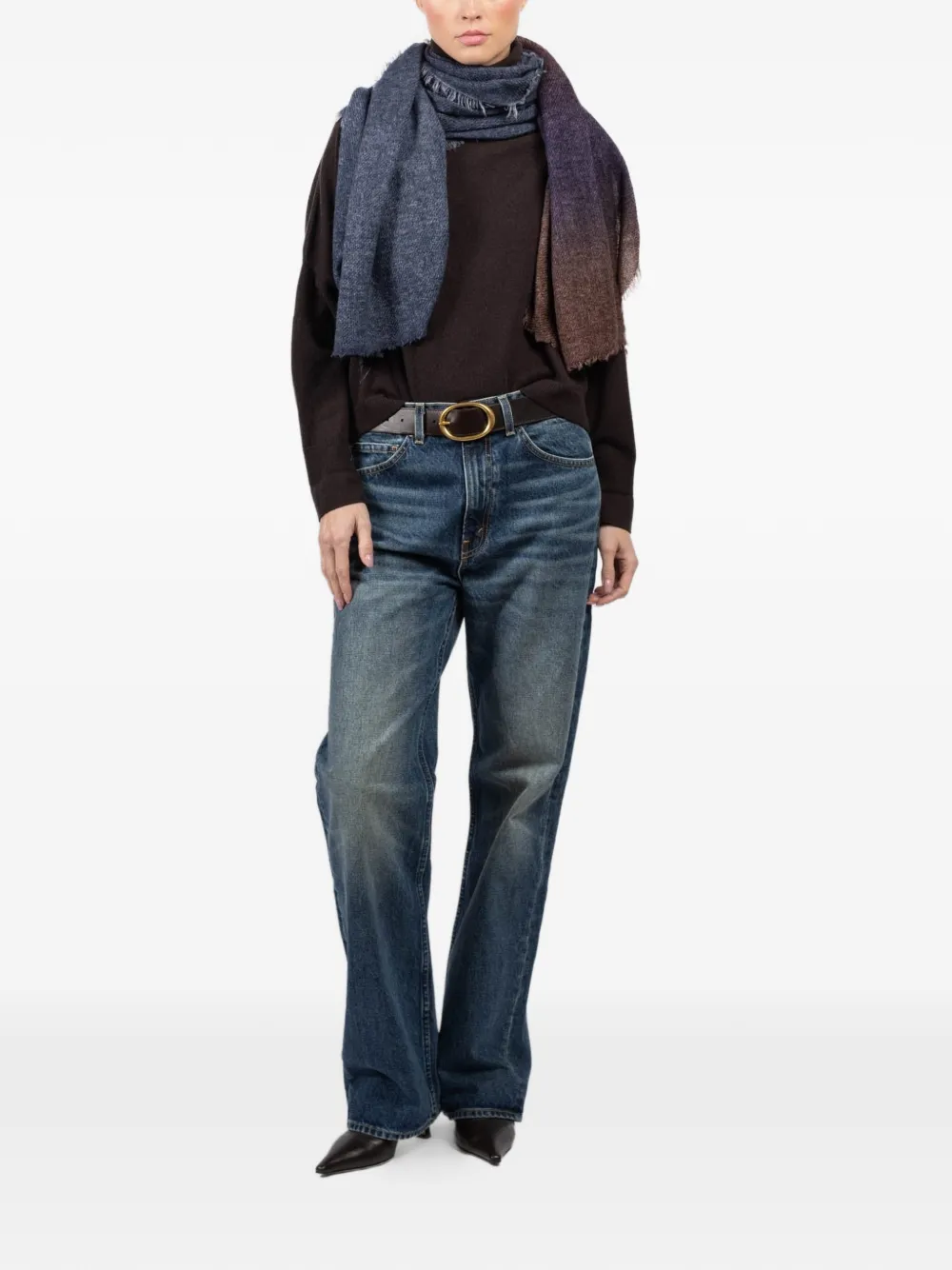 Faliero Sarti Pablys frayed scarf - Blu