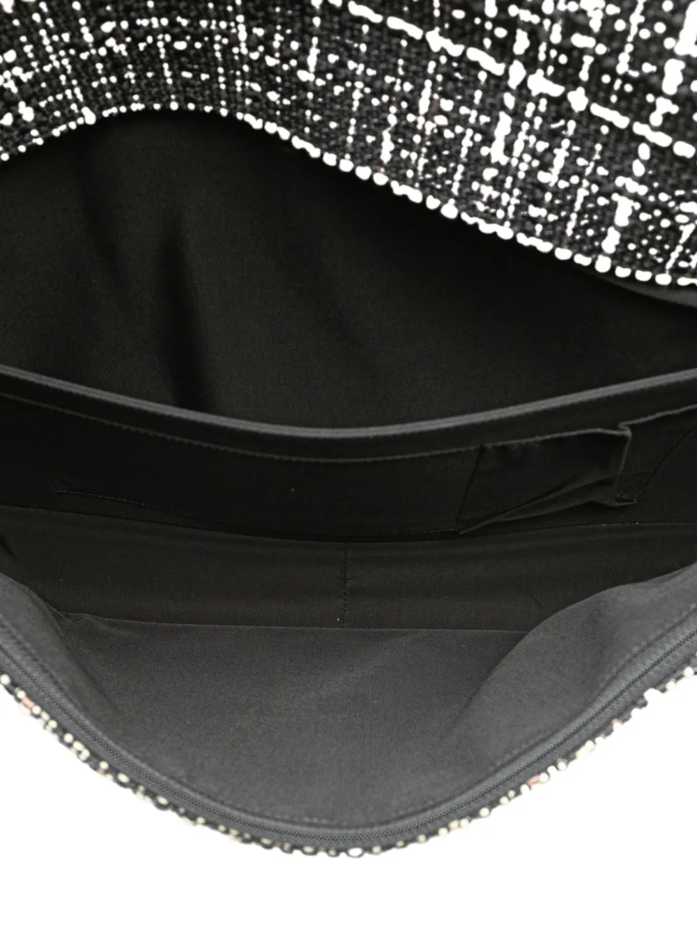 Pre-owned Chanel 2016-2017 Xxl Cc Tweed Single Flap Shoulder Bag In Black