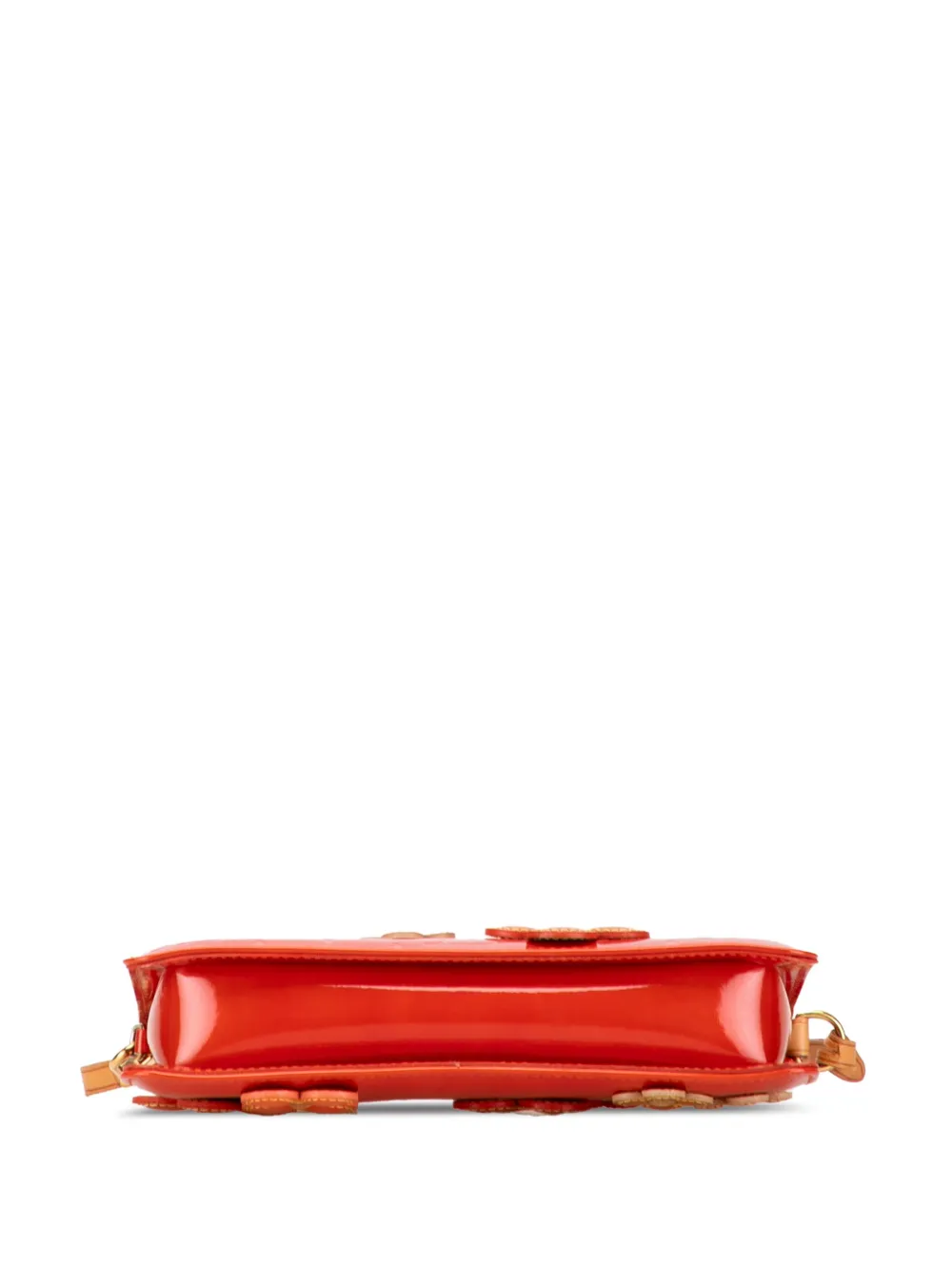Pre-owned Louis Vuitton 2002 Monogram Vernis Fleurs Lexington Pochette Shoulder Bag In Orange
