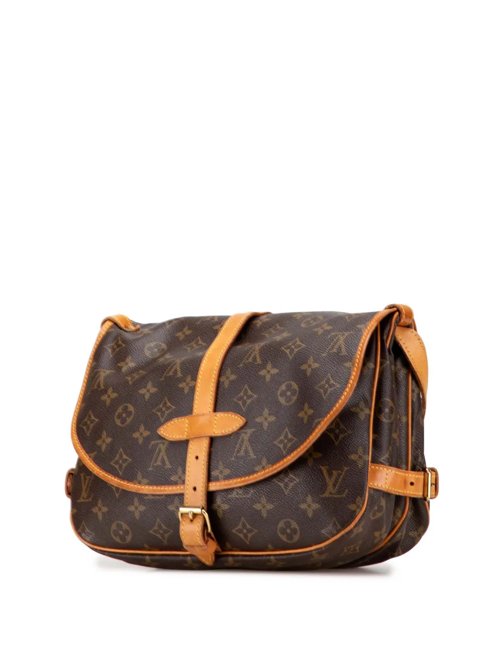 Pre-owned Louis Vuitton 1993 Monogram Saumur 30 Crossbody Bag In Brown