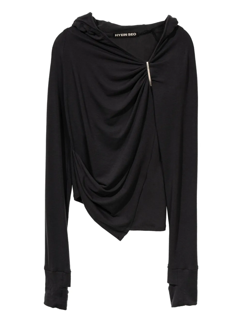 Hyein Seo Hooded Draped Top In Blue