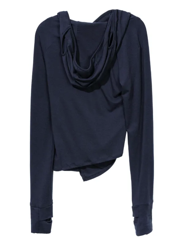 Hyein Seo Hooded Draped Top | Blue | FARFETCH
