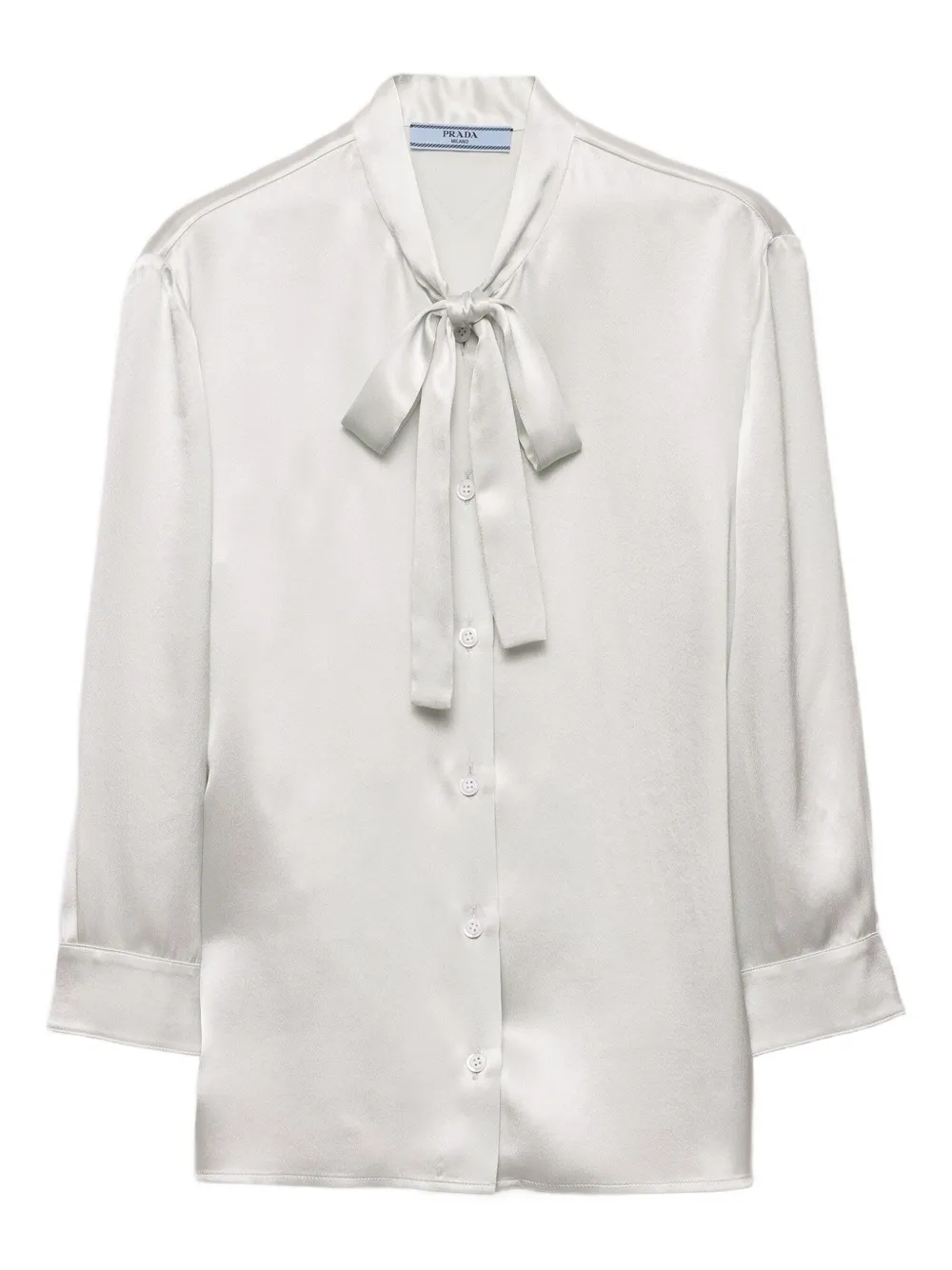 Prada pussy-bow silk shirt | Neutrals | Image 1