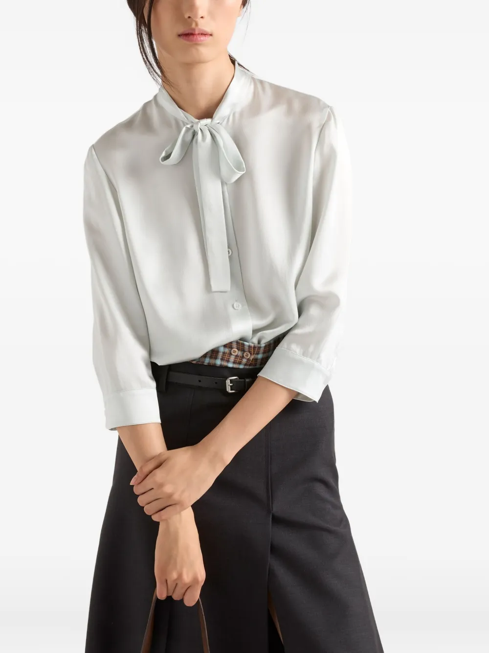 Prada Blouse met strik Beige