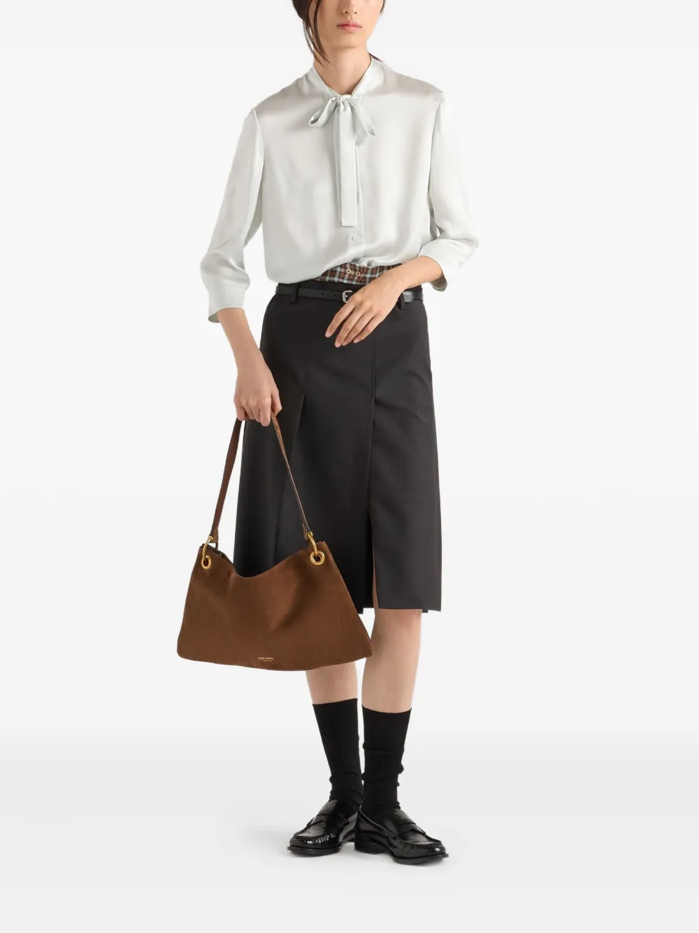 Prada Blouse met strik - Beige