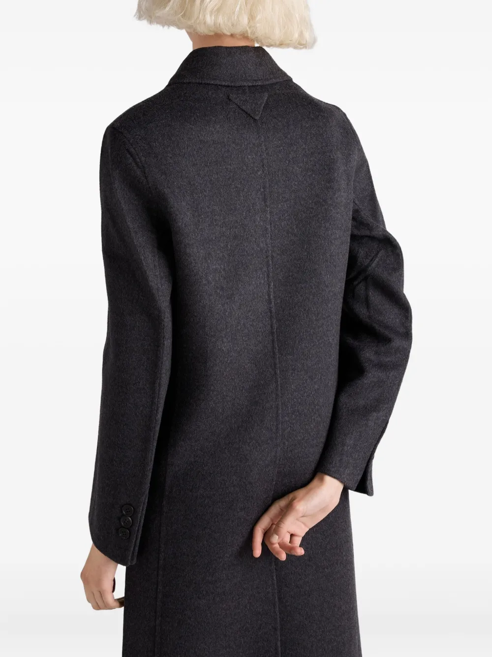 Prada Double-breasted Double Cashwool Coat In Gray