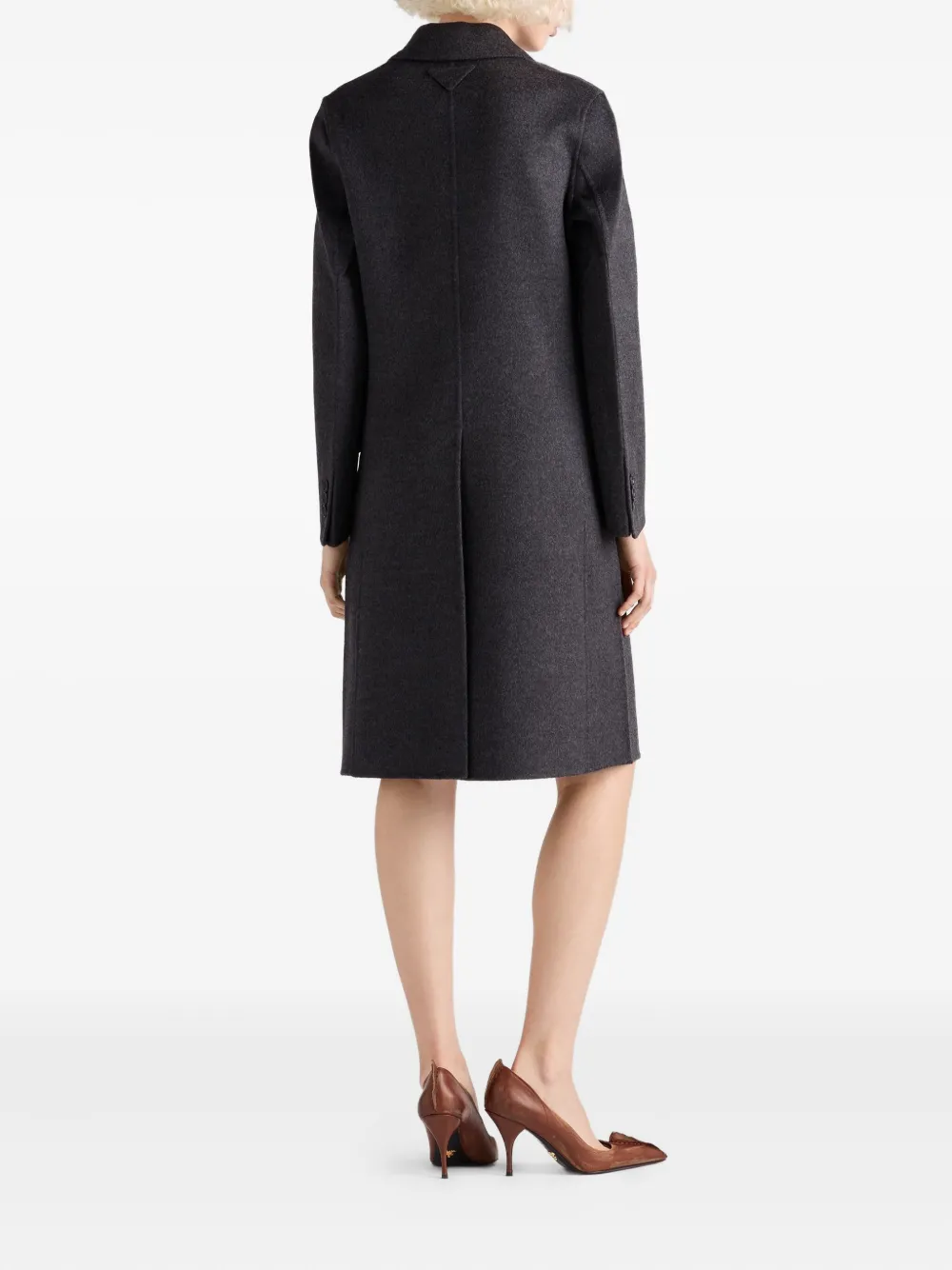 Prada Double-breasted Double Cashwool Coat In Gray