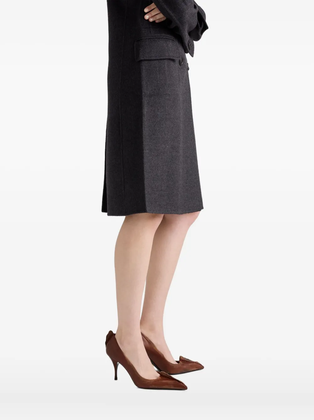 Prada Double-breasted Double Cashwool Coat In Gray