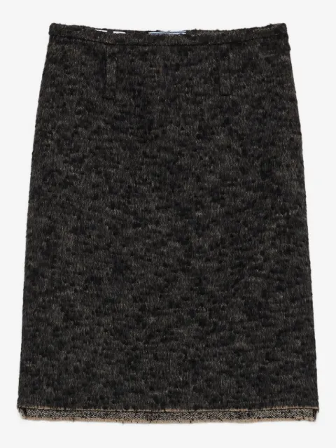 Prada jupe en tweed à plaque logo
