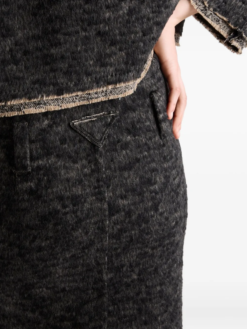 Prada Triangle-logo Tweed Skirt In Animal Print