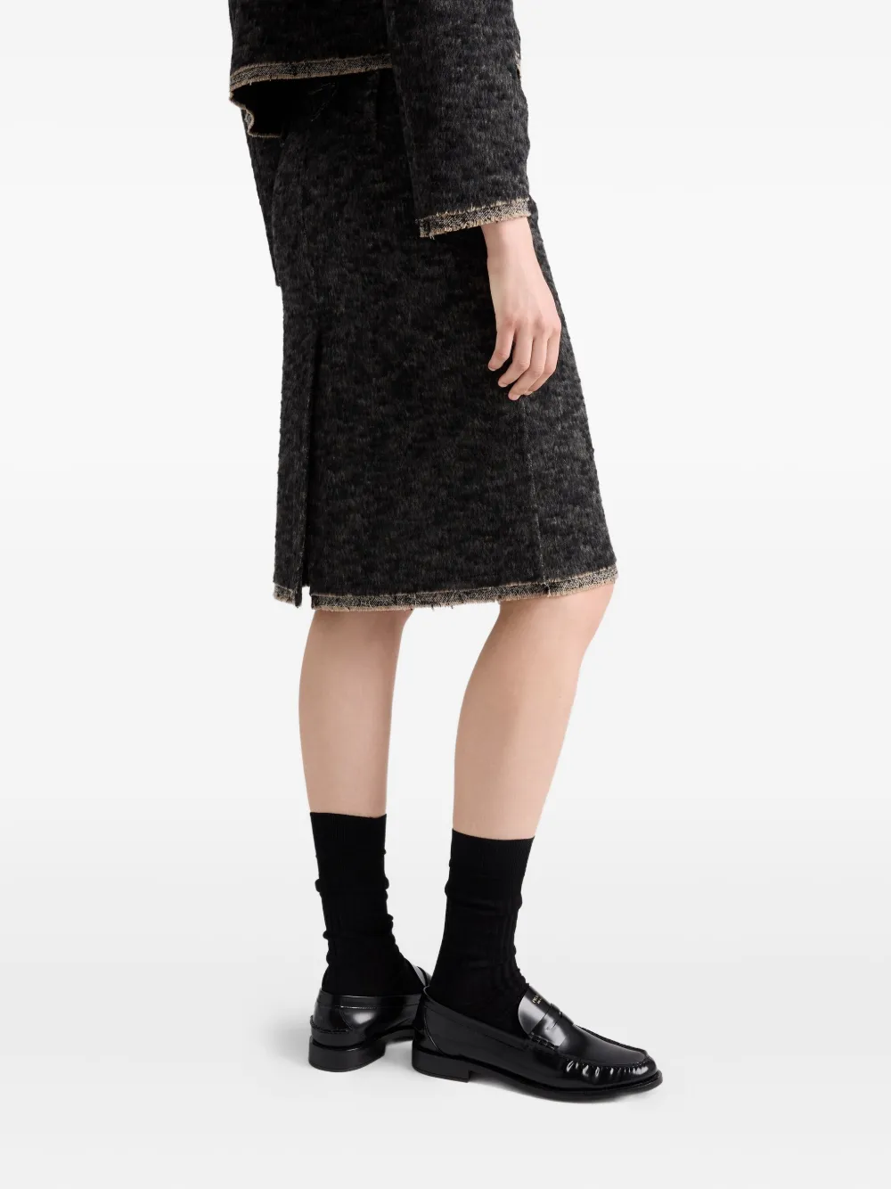 Prada Triangle-logo Tweed Skirt In Animal Print
