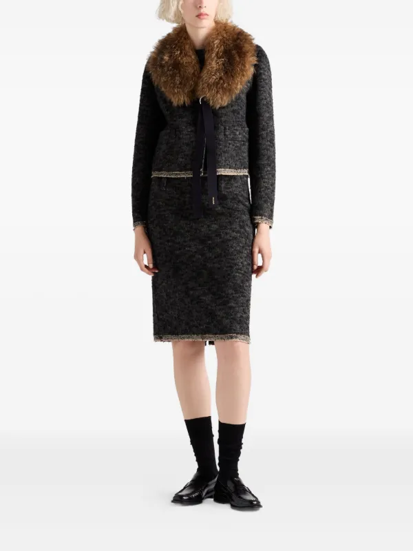 PRADA ツイードスカート Prada ツイードスカート | ブラック | FARFETCH JP