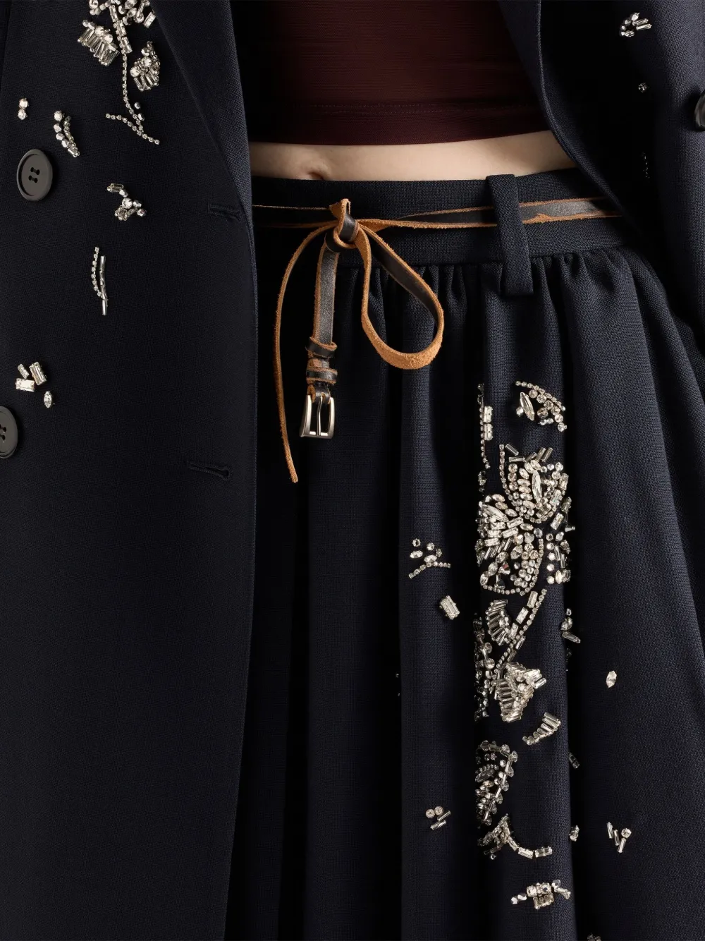 Prada Verfraaide plooirok Blauw