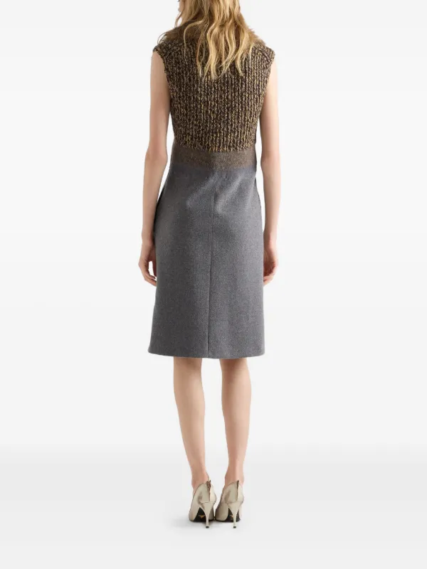 Prada Shetland Mouline Cashmere V-Neck Dress - F0480 Ardesia Prada Shetland Mouline Cashmere V-Neck Dress - F0480 Ardesia