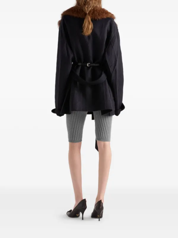 美品✨PRADA ノーカラー フォーマル コート 比翼 ブラック Ｌサイズ PRADA(プラダ) 22AWダブルチェスターコートUC474N UC474N