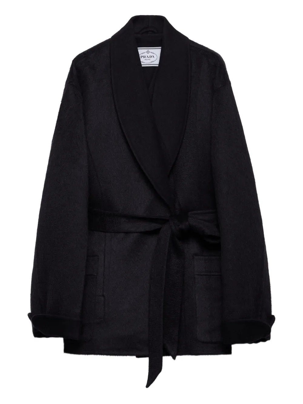 Prada shawl-collar belted coat - Nero