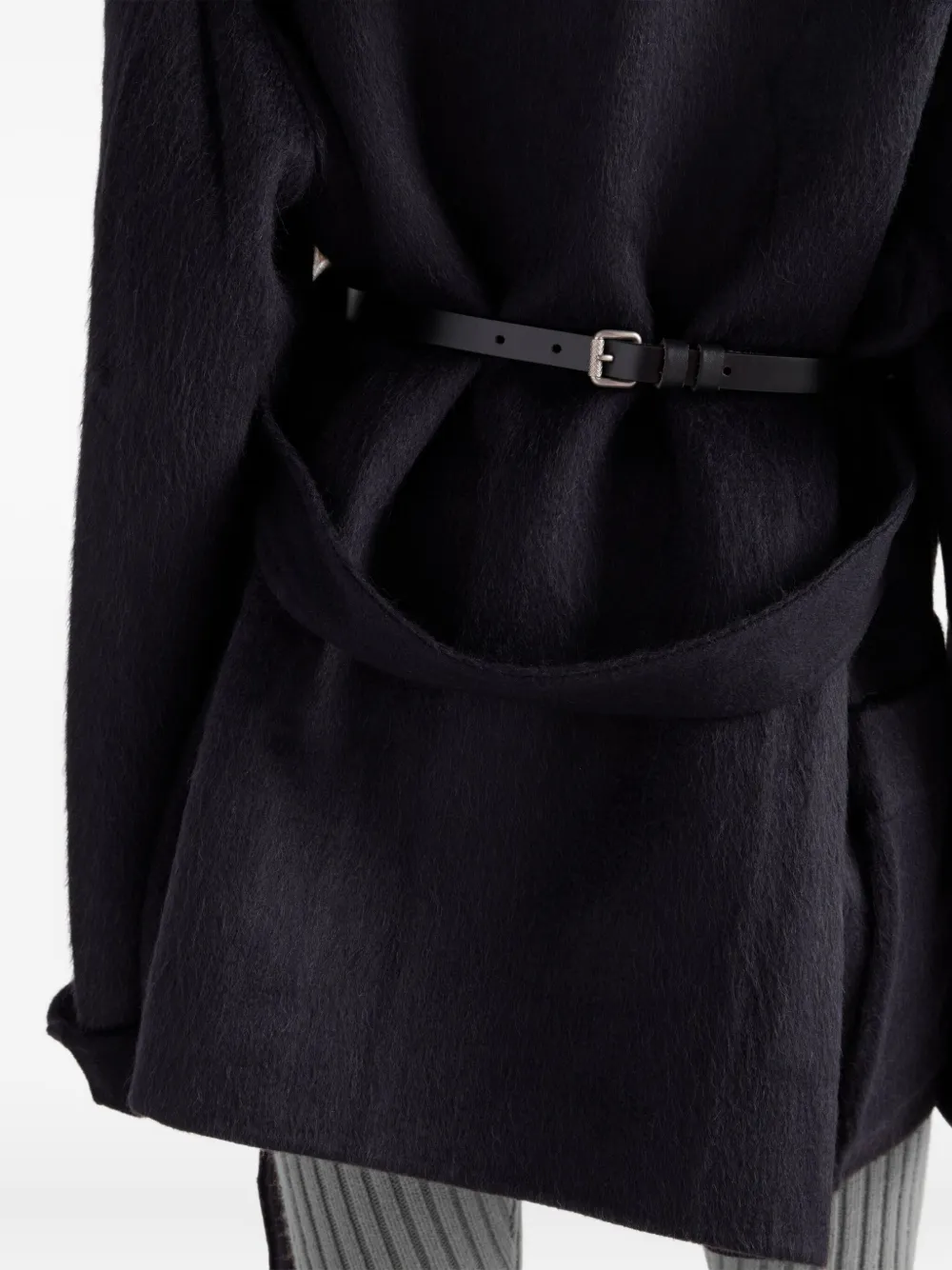 Prada Single-breasted Double Velour Caban Jacket In Blue
