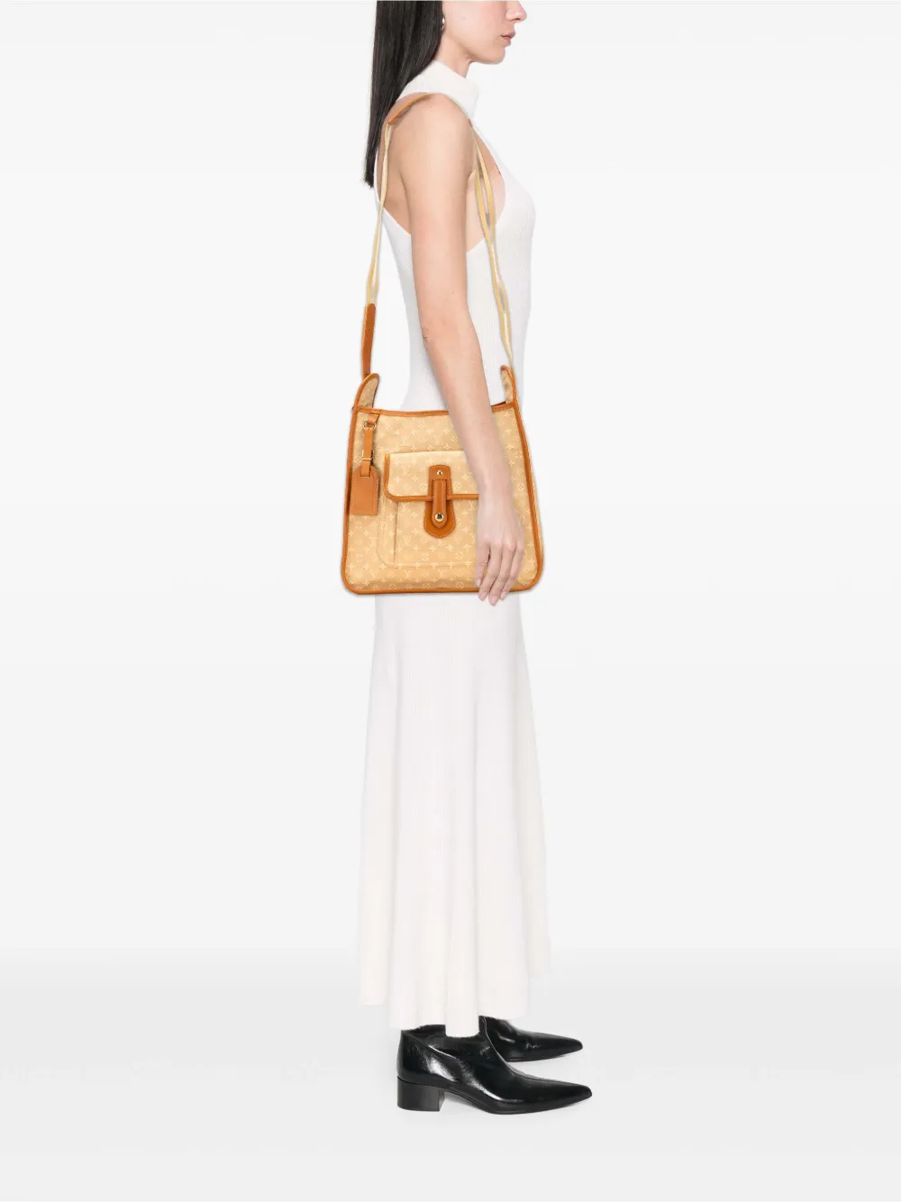Pre-owned Louis Vuitton 2004 Monogram Mini Lin Besace Mary Kate Crossbody Bag In Brown