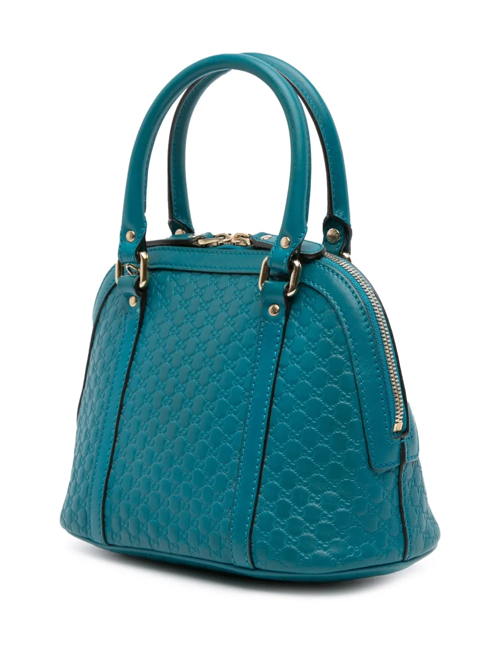Pre-owned Gucci 2016-2025 Mini Microssima Dome Satchel In Blue