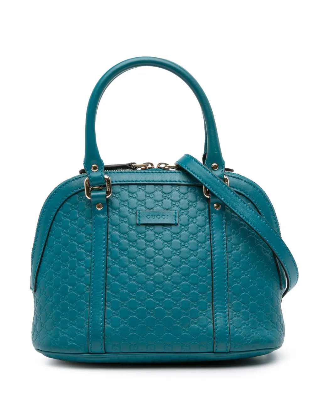 Pre-owned Gucci 2016-2025 Mini Microssima Dome Satchel In Blue