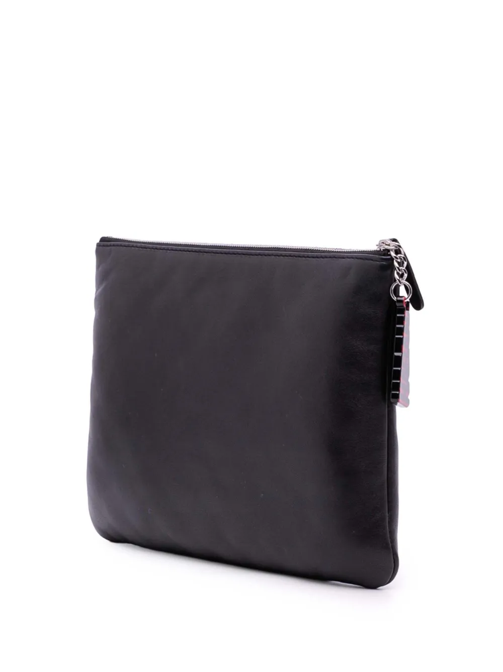 Pre-owned Chanel 2016-2017 Medium Printed Lambskin Cuba La Habana O Case Clutch Bag In Black