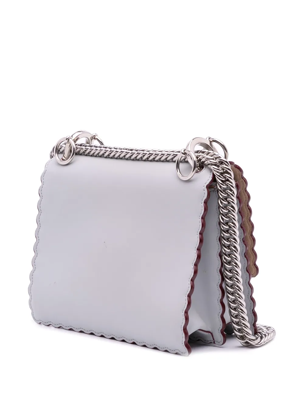 Pre-owned Fendi 2000-2010 Small Leather Studded Scalloped Kan I Crossbody Bag In Purple