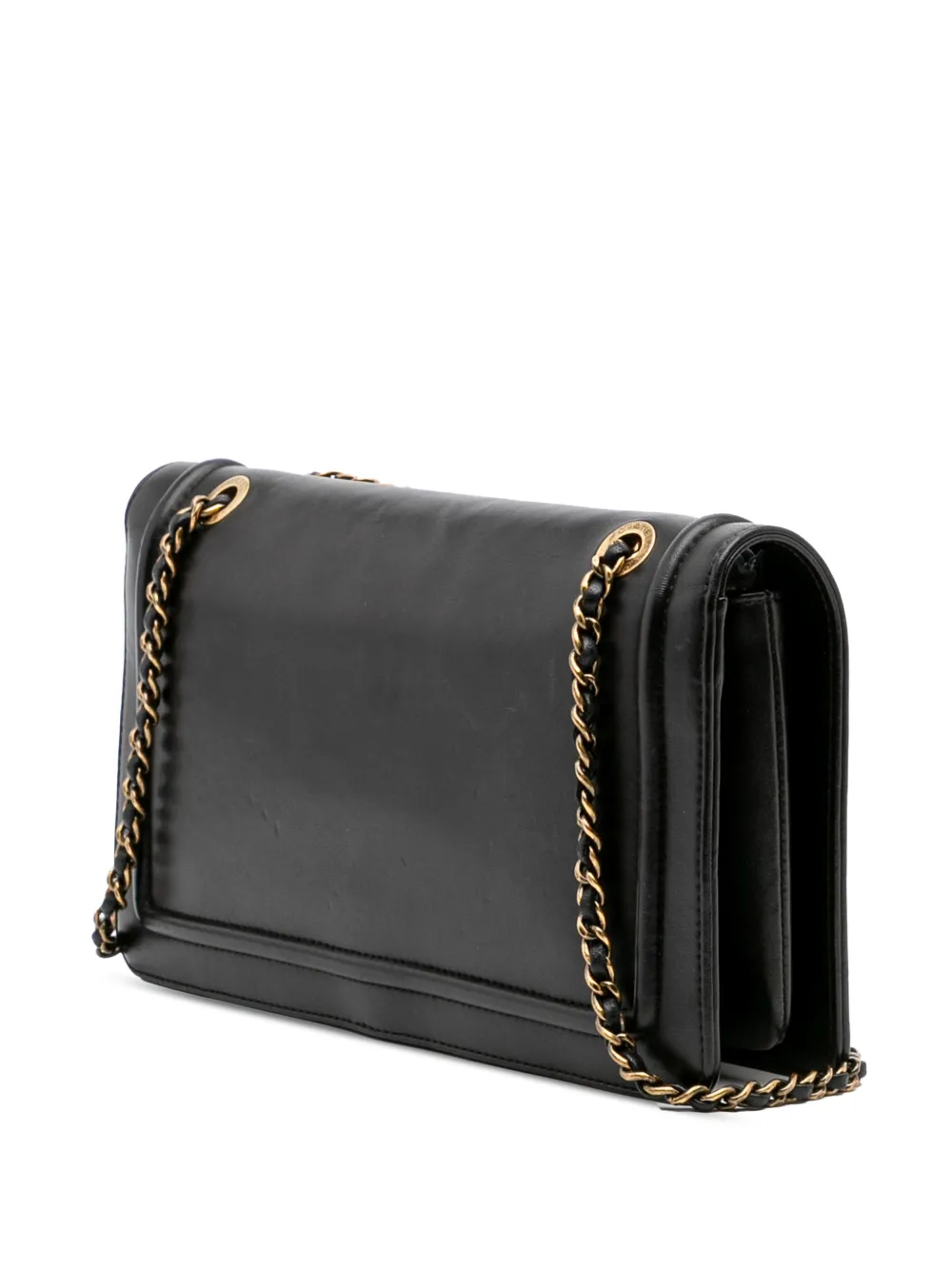 Pre-owned Chanel 2016-2017 Lambskin Cc Antico Flap Crossbody Bag In Black