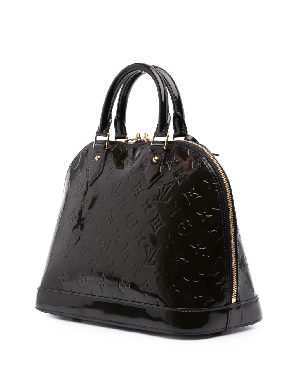 Pre-owned Louis Vuitton 2011 Monogram Vernis Alma Pm Handbag In Blue