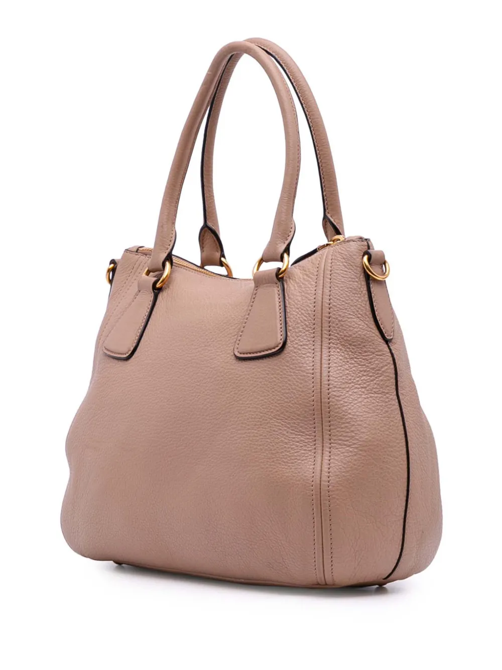 Pre-owned Prada 2000-2025 Vitello Daino Sacca 2 Manici Convertible Tote Satchel In Brown