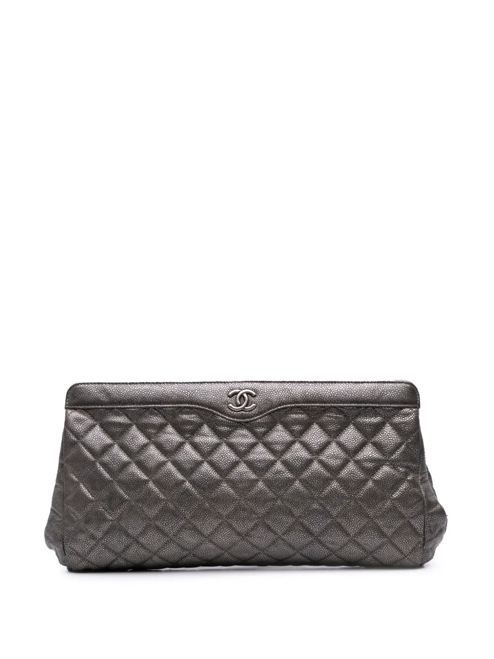 CHANEL Pre-Owned 2015-2016 CC Quilted Metallic Caviar clutch bag | Silver | Image 1