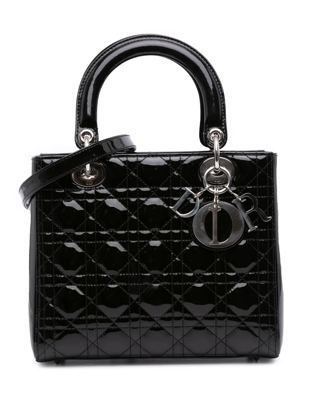 Christian Dior Pre-Owned 2012 Medium Patent Cannage Lady Dior satchel | Black | Image 1