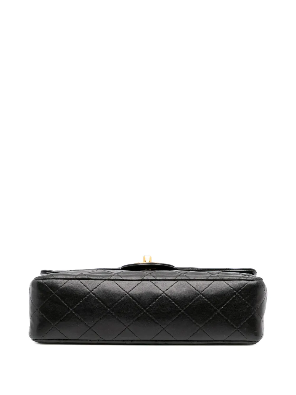 Pre-owned Chanel 1991-1994 Small Classic Lambskin Double Flap Shoulder Bag In Black
