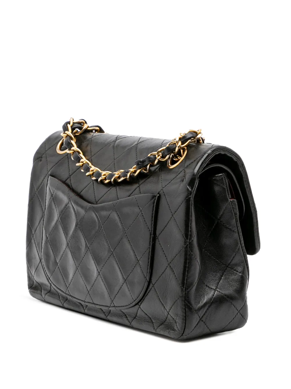 Pre-owned Chanel 1991-1994 Small Classic Lambskin Double Flap Shoulder Bag In Black