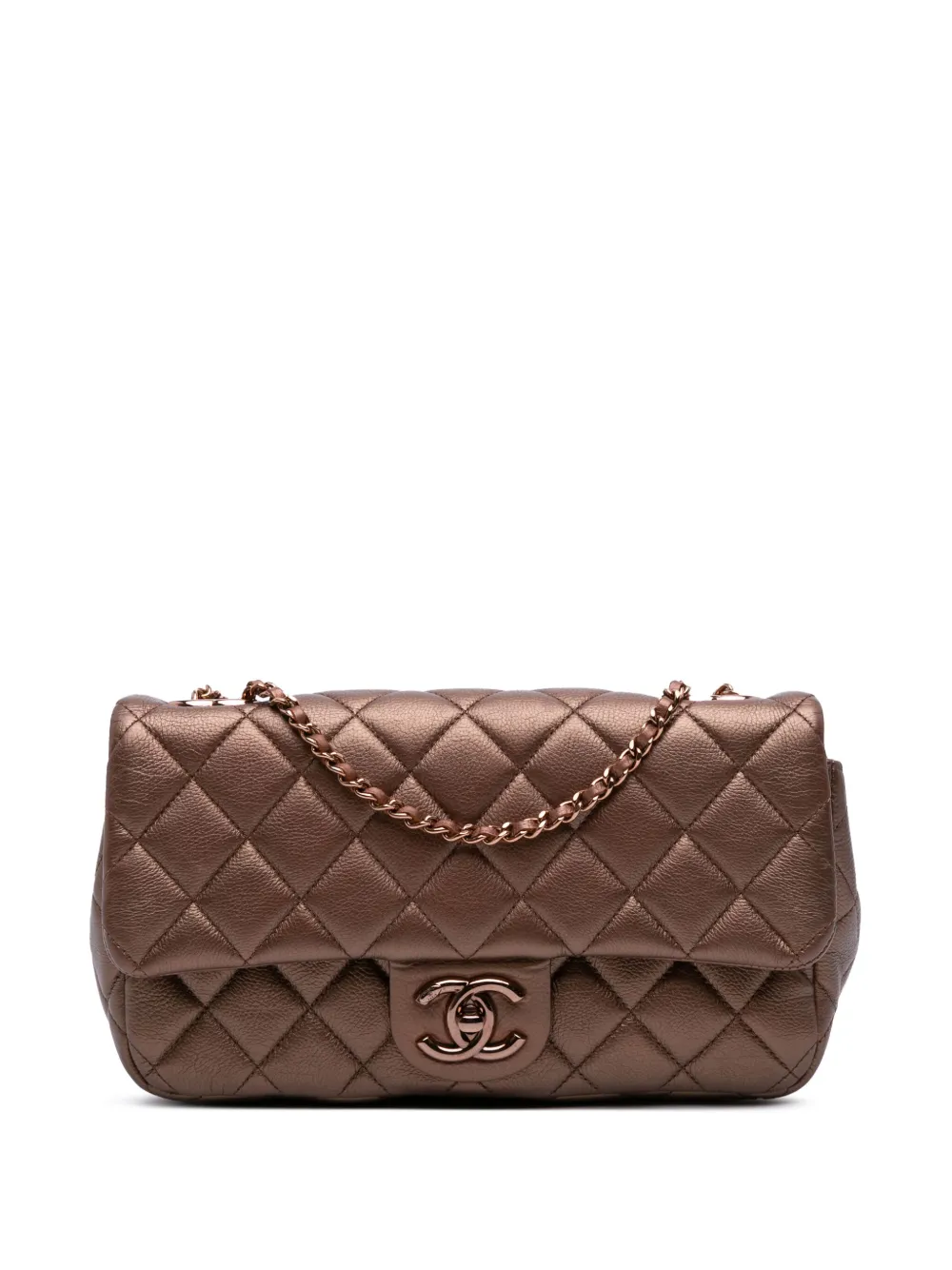 CHANEL Pre-Owned 2015-2016 ミディアム イリディセント マトラッセ ゴートスキン ココマーク アイレット フラップ CHANEL Pre-Owned 2015-2016 ミディアム イリディセント マトラッセ ゴートスキン ココマーク アイレット フラップ
