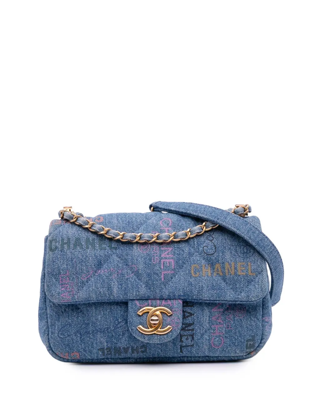CHANEL Pre-Owned 2021-2025 ミニ レクタンギュラー マトラッセ デニム ムード フラップ ショルダーバッグ - CHANEL Pre-Owned 2021-2025 ミニ レクタンギュラー マトラッセ デニム ムード フラップ ショルダーバッグ -