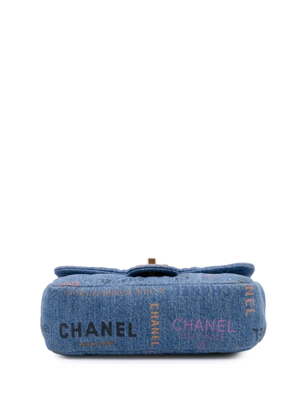 Pre-owned Chanel 2021-2025 Mini Rectangular Quilted Denim Mood Flap Crossbody Bag In Blue