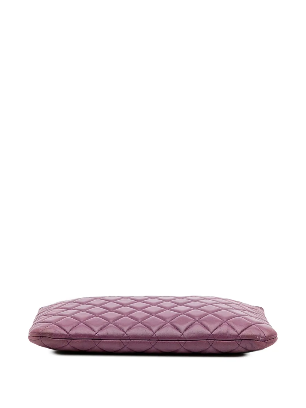 Pre-owned Chanel 2015-2016 Medium Quilted Lambskin Boy O Case Clutch Bag In Purple