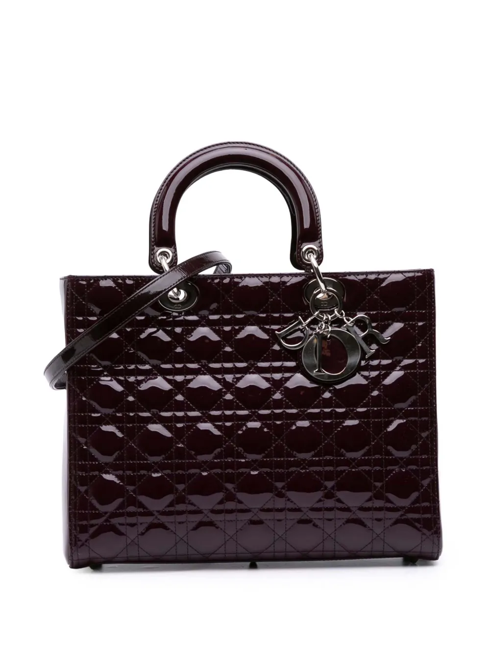 Christian Dior Pre-Owned 2011 Large Patent Cannage Lady Dior satchel | Purple | Image 1