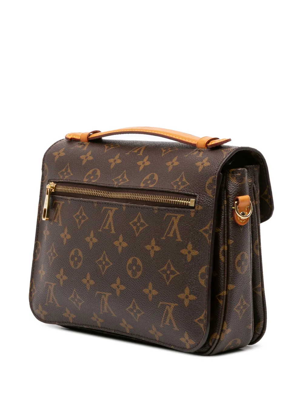 Pre-owned Louis Vuitton 2016 Monogram Pochette Metis Satchel In Brown